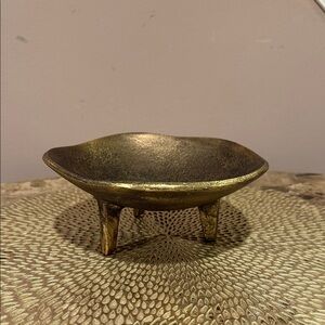 Pottery Barn Rustic Brass Footed Bowl